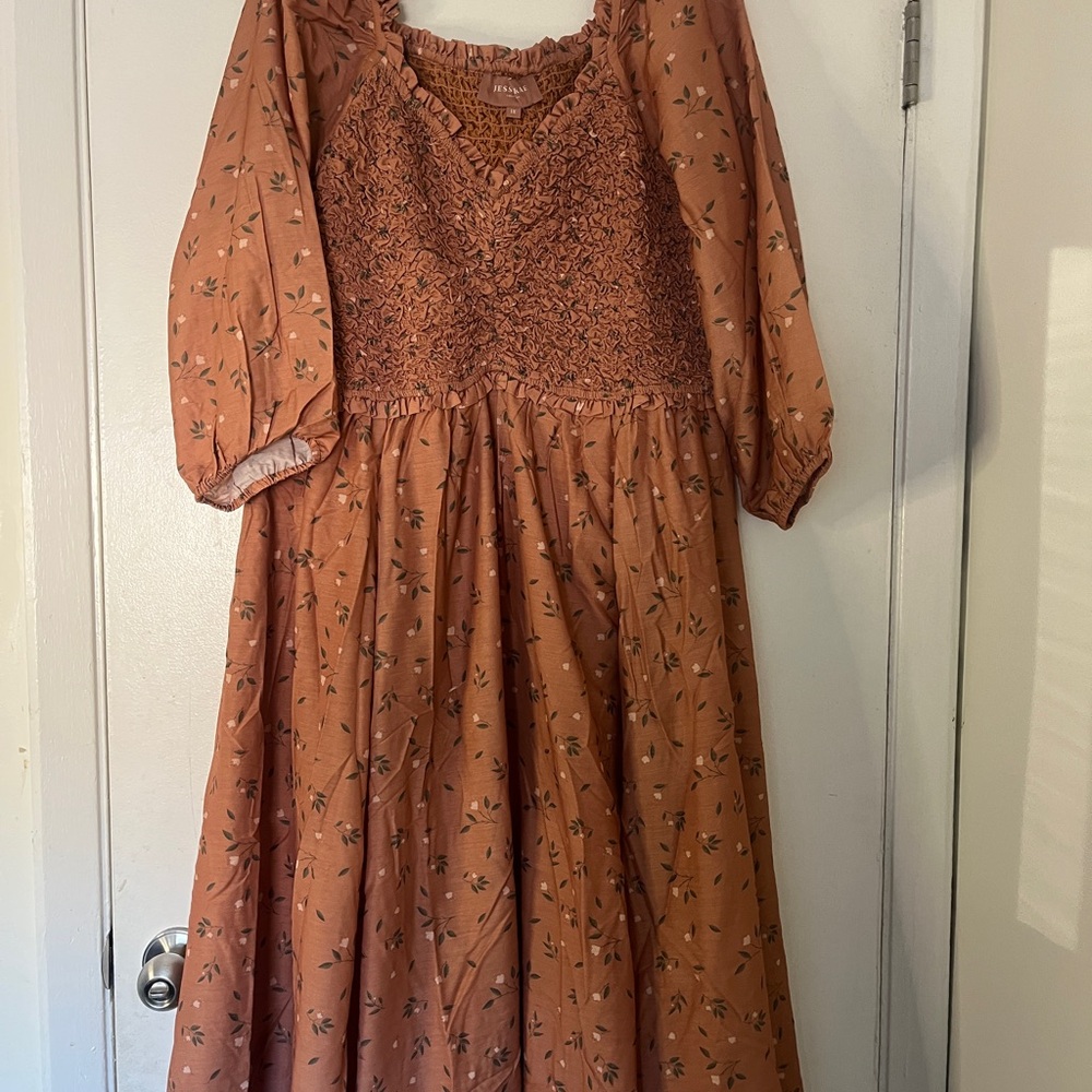 Floral JessaKae Dress in Rust Orange